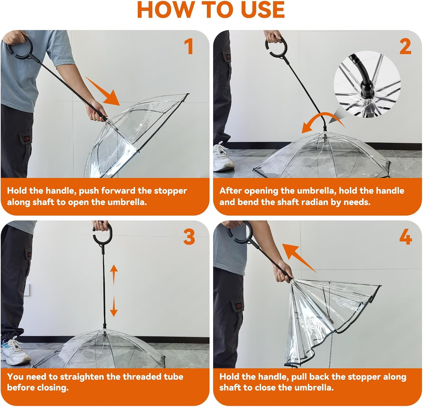 Clear Small Dog Umbrella, Adjustable Leash, Self-Assembly Pet Umbrella for Small Dogs, Keeps Pet Dry for Rainy Walks/Potty Trips