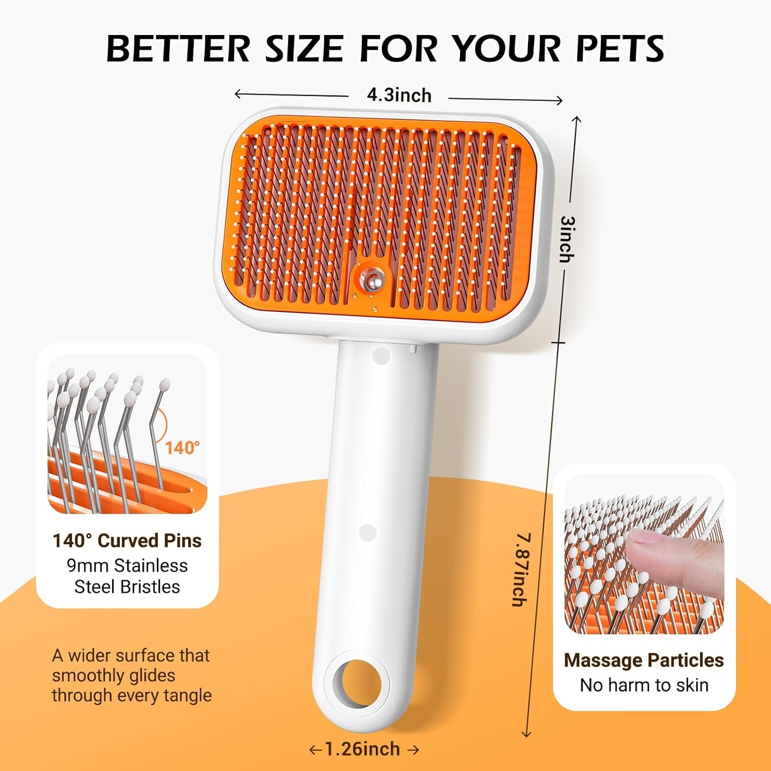 3-In-1 Pet Mist Brush for Dogs & Cats, Self-Cleaning,Rechargeable | ABS Body，2 Spray Settings，Round-Tipped Comb Pins，Indoor Cat & Dog Grooming，Reduces Shedding，Controls Loose Flying Fur