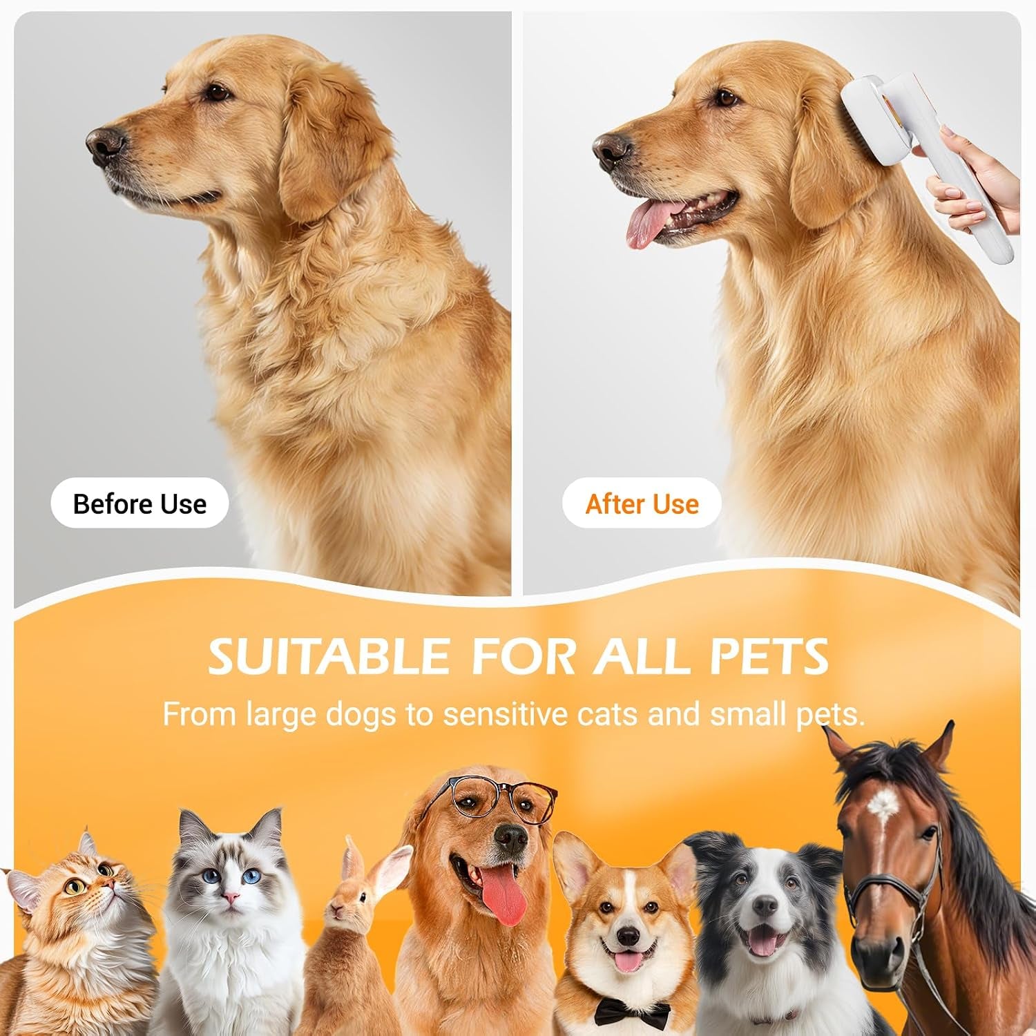 3-In-1 Pet Mist Brush for Dogs & Cats, Self-Cleaning,Rechargeable | ABS Body，2 Spray Settings，Round-Tipped Comb Pins，Indoor Cat & Dog Grooming，Reduces Shedding，Controls Loose Flying Fur